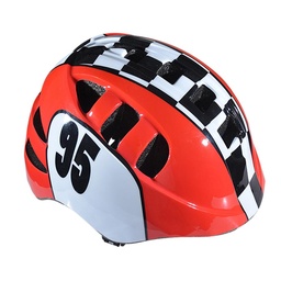 [c40308] Casque Enfant POLISPORT - Rouge/Damiers (46-53)